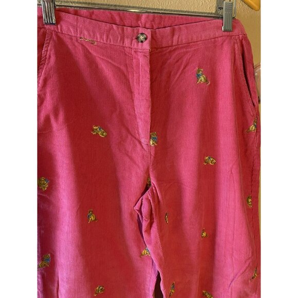 COPY - Vintage 90s J.G. Hook Corduroy Pants Size 10 Pink Embroidered Cat High R… - Picture 5 of 9